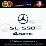 SL550 4MATIC Rear Star Emblem Black Letter Badge Logo Combo Set for AMG Mercedes R231 Convertible Roadster A2318170216