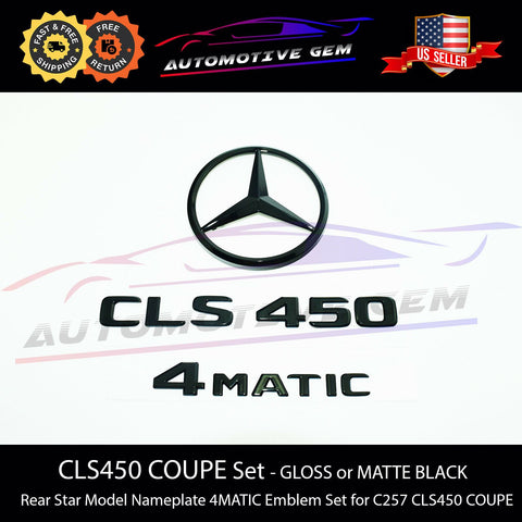CLS450 4MATIC Rear Star Emblem Black Letter Badge Logo Combo Set for AMG Mercedes C257 2019+ A0998108500