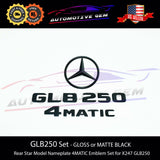 GLB250 4MATIC Rear Star Emblem Black Letter Badge Logo Combo Set for AMG Mercedes X247