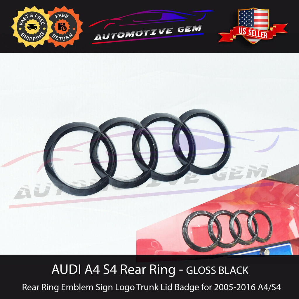 AUDI A4 S4 Rear Ring GLOSS BLACK Sign Logo Trunk Lid Emblem Badge S li –  Automotive Gem