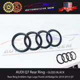 AUDI Q7 Rear Ring Emblem GLOSS BLACK Sign Logo Trunk Lid Badge S line 2010-2015