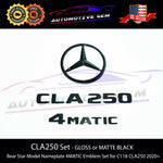 CLA250 4MATIC Rear Star Emblem Black Letter Badge Logo Combo Set for AMG Mercedes C118 2020+ A0998108500