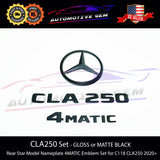 CLA250 4MATIC Rear Star Emblem Black Letter Badge Logo Combo Set for AMG Mercedes C118 2020+