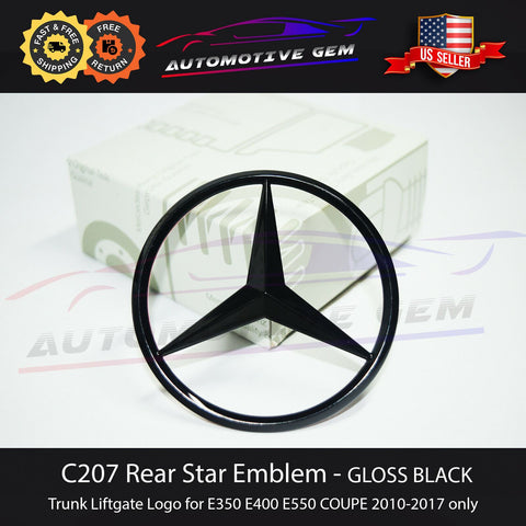 C207 COUPE E350 Mercedes BLACK Star Emblem Rear Trunk Lid Logo Badge E550 E400 2078170216