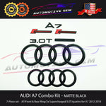 AUDI A7 Emblem GLOSS BLACK Front Rear Trunk Ring Supercharged 3.0T Quattro Set G 4G8853742A 3Q7 T94 G 4H0853605B 3Q7 T94 G 4H0853605C 3Q7 T94  G 4F0853601A  3Q7 T94  G 4G8853741 3Q7 T94  G 4F0853743P  3Q7 T94