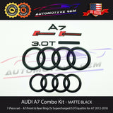 AUDI A7 Emblem GLOSS BLACK Front Rear Trunk Ring Supercharged 3.0T Quattro Set