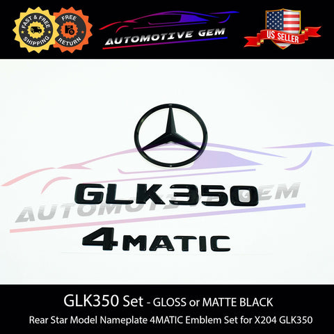 GLK350 4MATIC Rear Star Emblem Black Letter Badge Logo Combo Set for AMG Mercedes X204 SUV A2048170416
