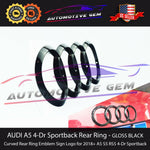 2018+ AUDI A5 Sportback Curve Ring Trunk Emblem GLOSS BLACK Rear Lid OEM S5 RS5