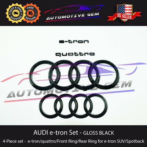 AUDI e-tron Emblem BLACK Grille & Trunk Ring quattro Logo Badge Kit for SUV & Sportback G 4KE853605 3Q7 T94 G 4KE853742 3Q7 T94 G 4K4853742 3Q7 T94  G 4KE853741 3Q7 T94  G 4KE853737C 3Q7 T94  G 4KE853737D 3Q7 T94