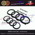 AUDI e-tron Emblem BLACK Grille & Trunk Ring quattro Logo Badge Kit for SUV & Sportback