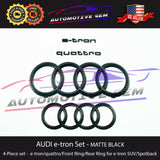 AUDI e-tron Emblem BLACK Grille & Trunk Ring quattro Logo Badge Kit for SUV & Sportback G 4KE853605 3Q7 T94 G 4KE853742 3Q7 T94 G 4K4853742 3Q7 T94  G 4KE853741 3Q7 T94  G 4KE853737C 3Q7 T94  G 4KE853737D 3Q7 T94