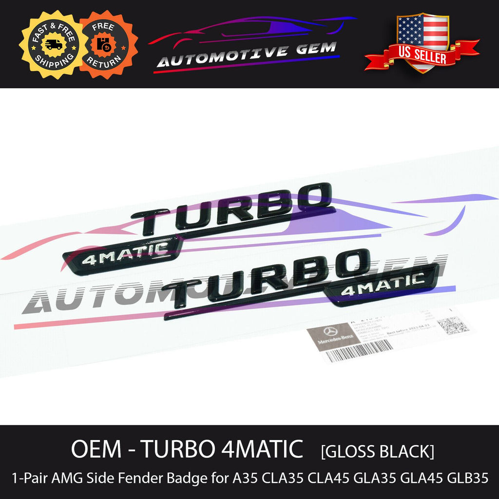 OEM TURBO 4MATIC Fender AMG Emblem GLOSS BLACK Logo Badge for Mercedes –  Automotive Gem