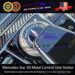 Mercedes Star Emblem Sticker Black Metal Multimedia Center Control Decal C E S G