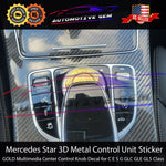 Mercedes Star Emblem Sticker GOLD Metal Multimedia Center Control Decal C E S G