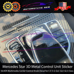 Mercedes Star Emblem Sticker SILVER Metal Multimedia Center Control Decal C E S