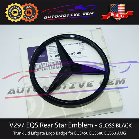 V297 EQS Mercedes GLOSS BLACK Star Emblem Rear Trunk Lid Logo Badge AMG EQS53 0998108500 AG