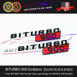 OEM BRABUS BITURBO 900 Fender AMG Emblem GLOSS BLACK RED for Mercedes C63 E63 G63 GT63 GLE63