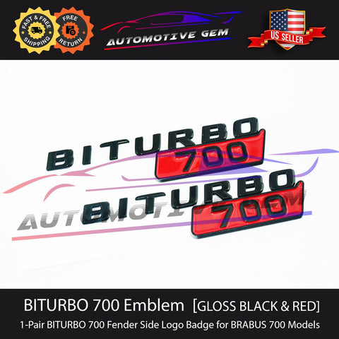 OEM BRABUS BITURBO 700 Fender AMG Emblem GLOSS BLACK RED for Mercedes C63 E63 G63 GT63 GLE63