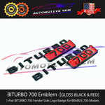 OEM BRABUS BITURBO 700 Fender AMG Emblem GLOSS BLACK RED for Mercedes C63 E63 G63 GT63 GLE63