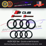 Audi SQ5 BLACK Ring Emblem Front Grille Trunk Badge Supercharged Set 2014-2020