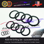 AUDI A4 Ring BLACK Front Grille & Rear Trunk Emblem Lid Logo Hatch Badge A4 S4