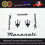 2022+ Maserati Levante Emblem Modena Trim LH RH Trident Side Logo BLACK Badge