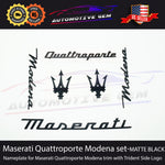 2022+ Maserati Quattroporte Emblem Modena Trim LH RH Trident Side BLACK Badge