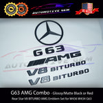 G63 AMG V8 BITURBO Rear Star Emblem Black Badge Combo Set for Mercedes W463 W464