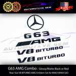 G63 AMG V8 BITURBO Rear Star Emblem Black Badge Combo Set for Mercedes W463 W464 G A0008170414 G A1668172915 G A4638100018 G A4638172015 G A4638103601 G A4638901744