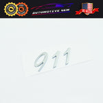 911 Emblem Inscription Silver Chrome Logo Script Badge Trunk Lid Nameplate for Porsche OEM