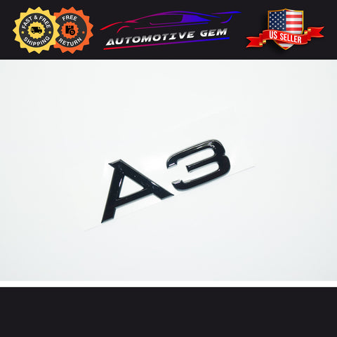 Audi A3 Emblem GLOSS BLACK Rear Trunk Lid Letter Badge S Line Logo Nameplate