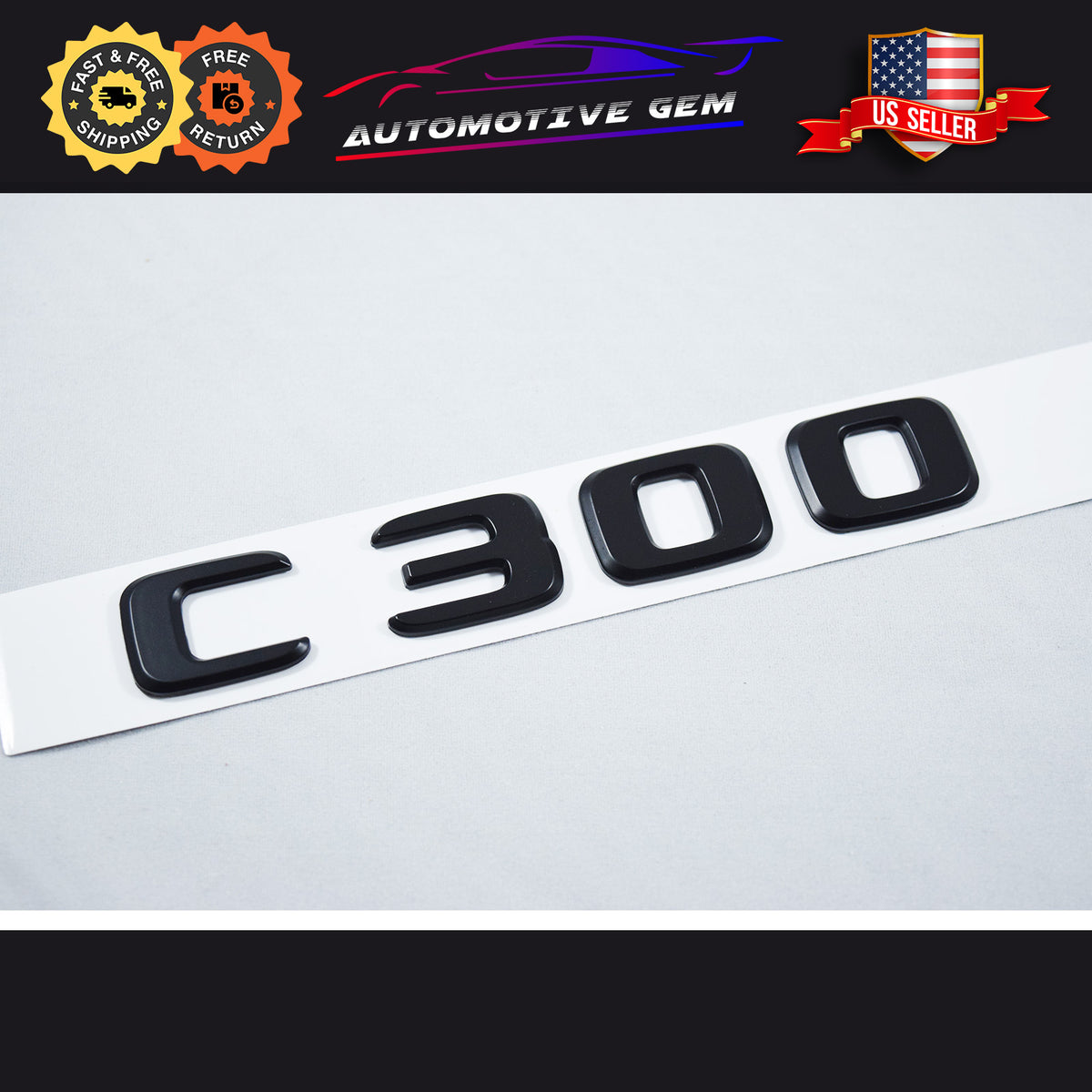 C300 Emblem Matte Black Rear Trunk Letter Logo Badge OEM Mercedes ...