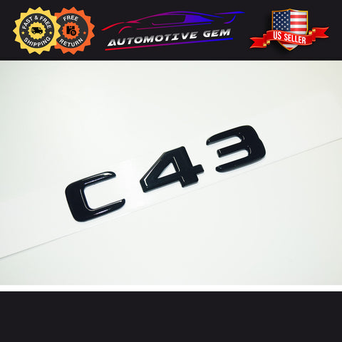 C43 AMG Emblem Glossy Black Rear Trunk Letter Logo Badge Sticker OEM Mercedes