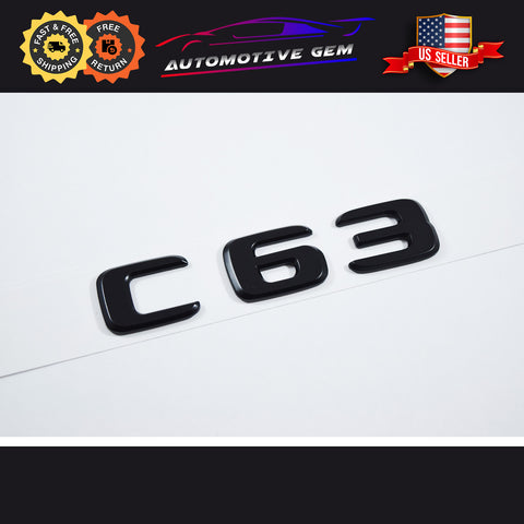 C63 AMG Emblem Matte Black Rear Trunk Letter Logo Badge Sticker OEM Mercedes