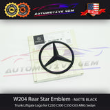 W204 C63 AMG Mercedes GLOSS BLACK Star Emblem Rear Trunk Lid Logo Badge C300
