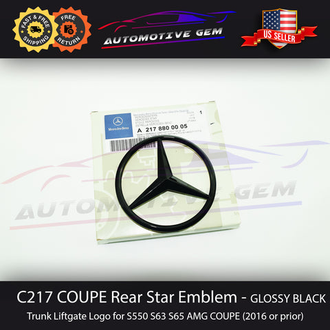 C217 S63 COUPE AMG Mercedes BLACK Star Emblem Rear Trunk Lid Logo Badge S550 S63 2014-2016 2178800005
