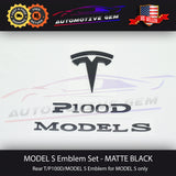 Tesla MODEL S P85D Emblem Rear Trunk T Badge MATTE BLACK Logo Sticker Set  OEM Upgrade