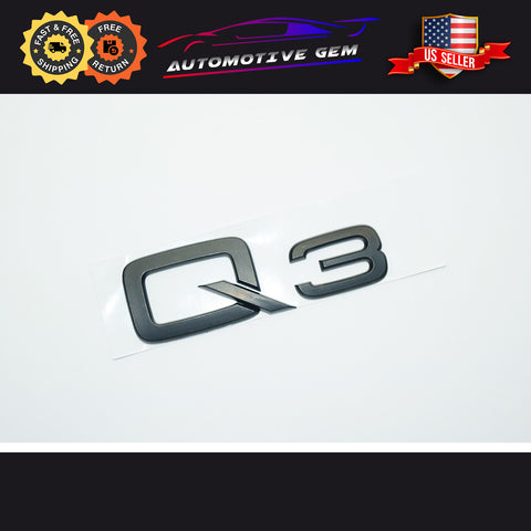 Audi Q3 Emblem MATTE BLACK Rear Trunk Lid Letter Badge S Line Logo OEM Nameplate