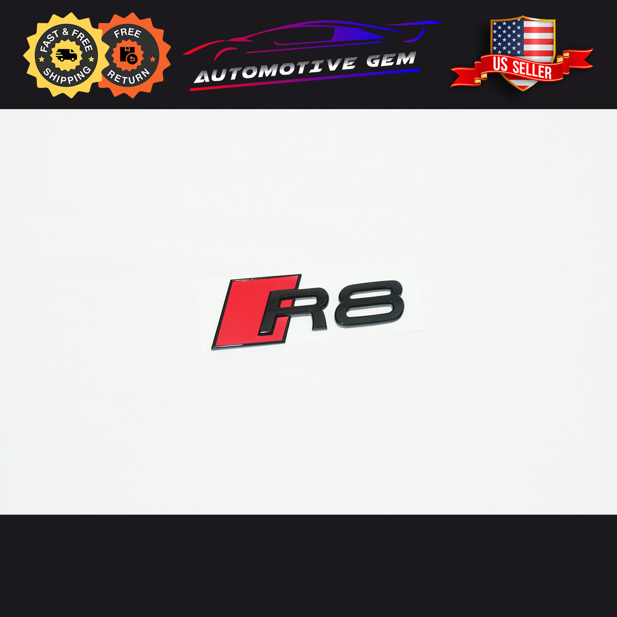 Audi R8 Emblem GLOSS BLACK Rear Trunk Lid Letter Badge S Line Logo Nam ...