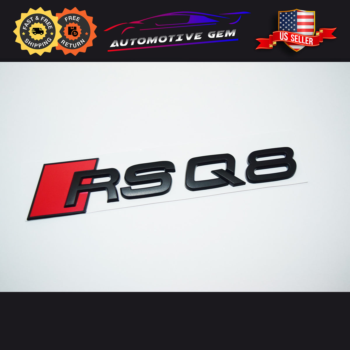 Audi RSQ8 Emblem MATTE BLACK Rear Trunk Lid Letter Badge S Line Logo N ...