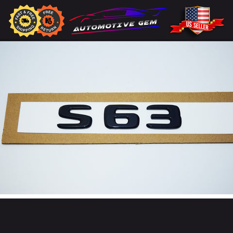 S63 AMG Emblem Glossy Black Rear Trunk Letter Logo Badge Sticker OEM Mercedes