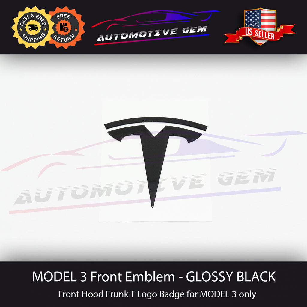 Tesla MODEL 3 Front Hood Emblem T Badge BLACK Logo G 1494949-00-A –  Automotive Gem