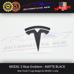 Tesla MODEL S Rear Lid Trunk Emblem T Badge BLACK Curved Logo OEM Upgrade G 1016365-00-B