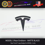 Tesla MODEL S Rear Lid Trunk Emblem T Badge BLACK Curved Logo OEM Upgrade G 1016365-00-B