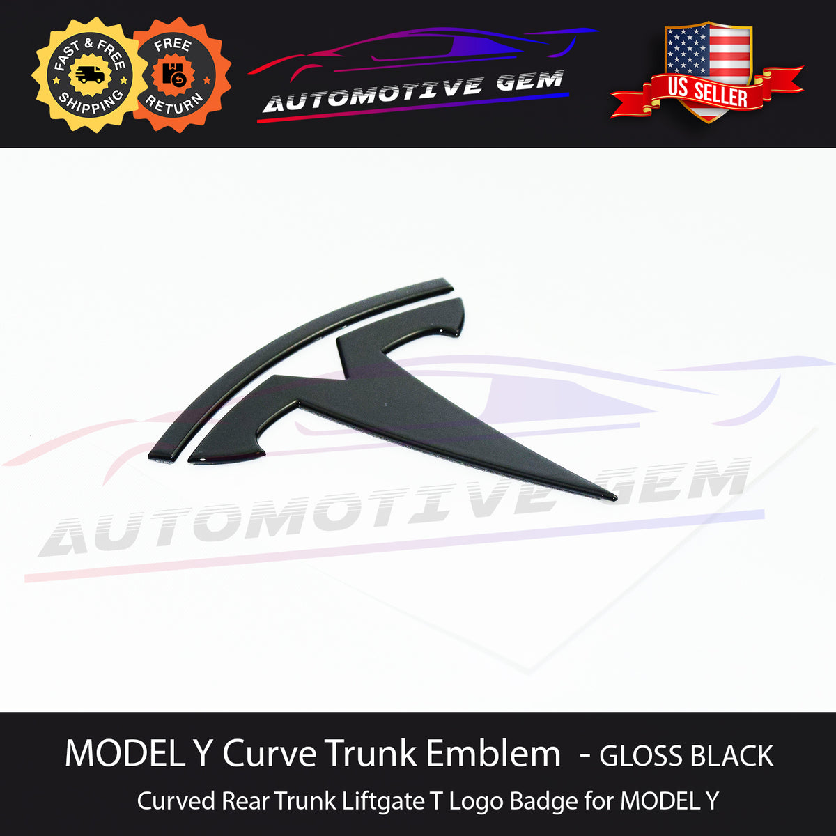 Tesla Model 3 Rear Lid Trunk Emblem T Badge – OEM Upgrade Matte Black Logo