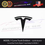 Tesla MODEL Y Rear Lid Trunk Emblem Curved T Badge BLACK Logo OEM Upgrade G 1607786-00-A