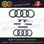 AUDI TT Emblem BLACK Front Grille & Trunk Ring S Line quattro Badge Kit 2011-2015 G 8J0853605 G 8J0853742B 2ZZ T94 G 8N0853601A G 8J0853741A 2ZZ T94 G 4B0853737D 2ZZ T94 G 8X0853737A 2ZZ T94