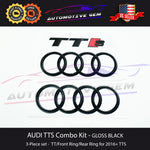 AUDI TTS BLACK Hood & Trunk Ring Emblem S Line quattro Logo Badge Kit 2016+ G 8V0853742 2ZZ   G 8V0853742B 2ZZ T94  G 8S0853742 2ZZ   G 8S0853742A 2ZZ T94  G 8S0853735A 2ZZ   G 8S0853735C T94
