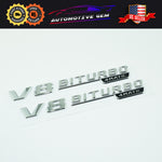 OEM V8 BITURBO 4MATIC AMG Emblem Fender CHROME Badge Logo for Mercedes C63 E63 S63