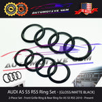 AUDI A5 Ring BLACK Front Grille & Rear Trunk Emblem Lid Logo Hatch Badge S5 RS5